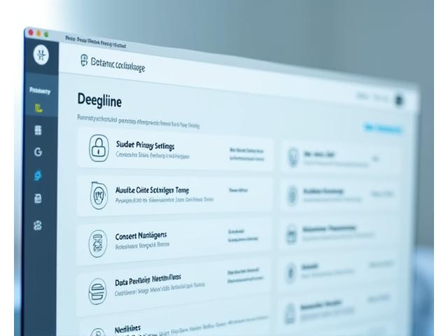 GDPR atitikties informacijos skydelis su privatumo kontrolės funkcijomis švietimo kontekste.